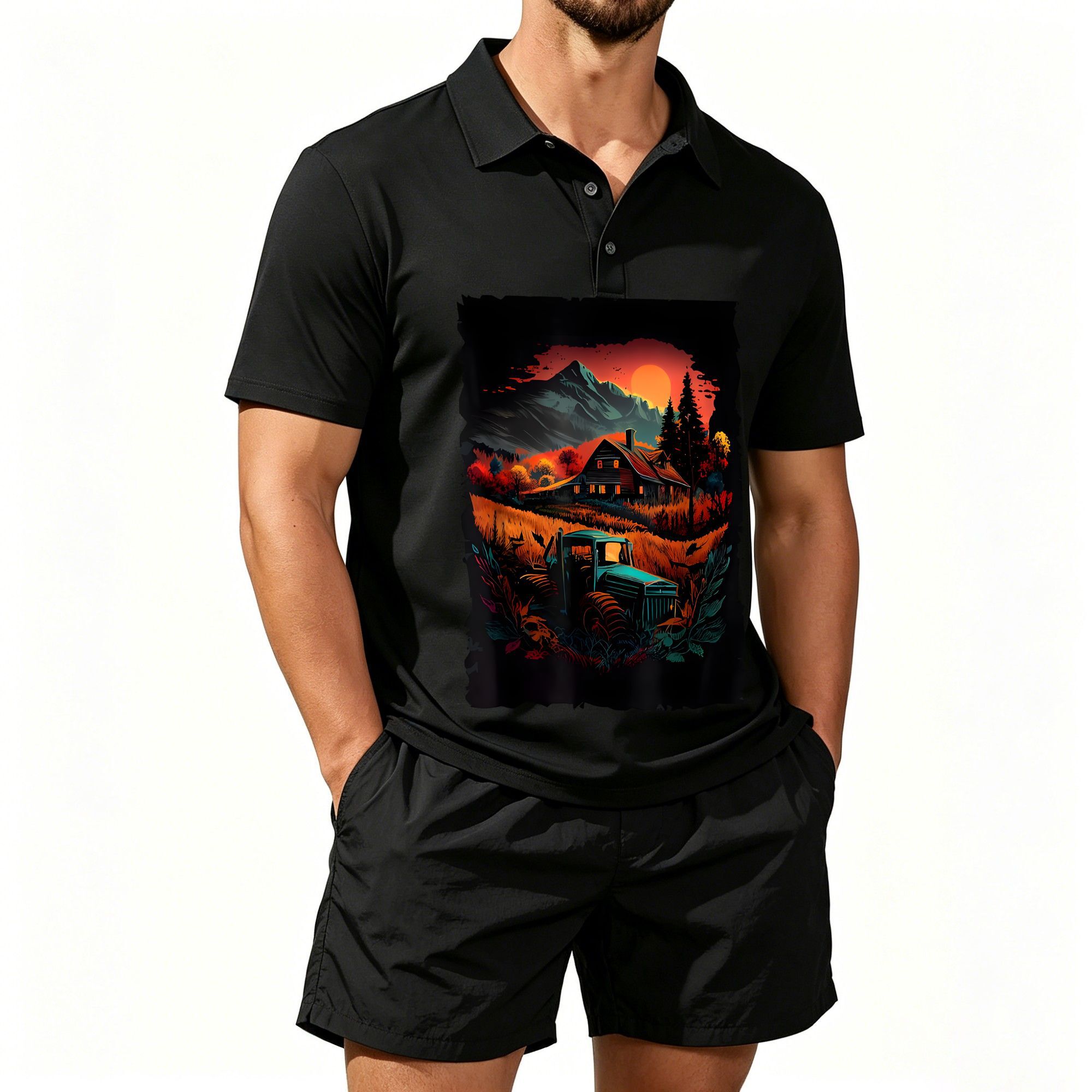 Farming A - Men's Polo Shirt and Beach Shorts