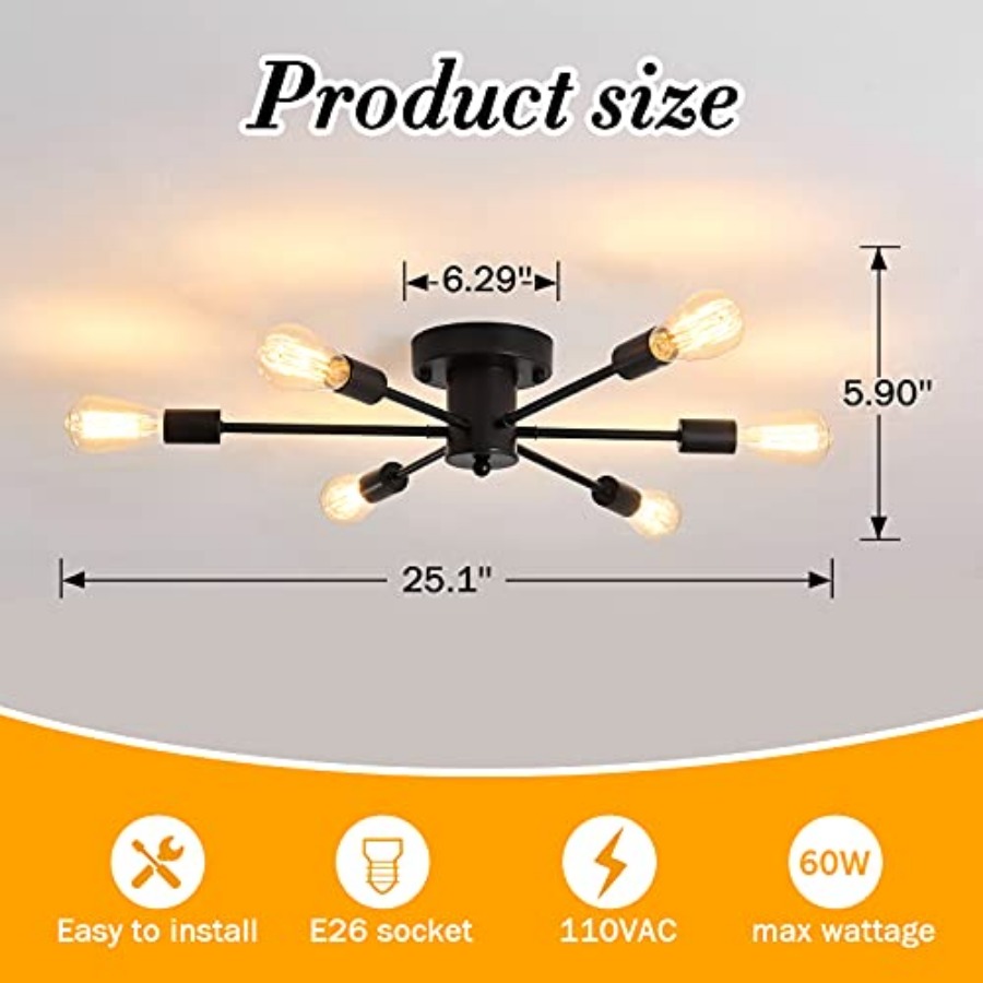 6 Lights Sputnik Semi Flush Mo - đánh giá và giá Farming A